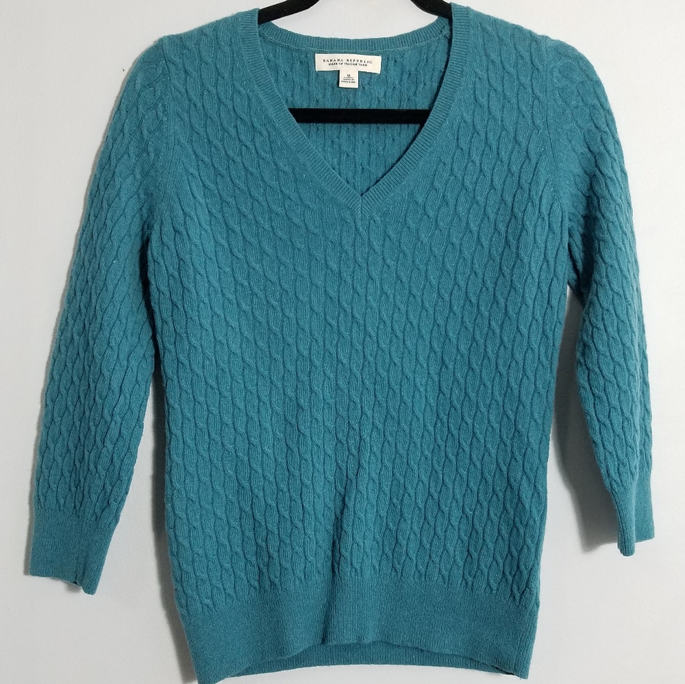 Lovely BananaRepublic teal cashmere sweater, M - Picture 1 of 6